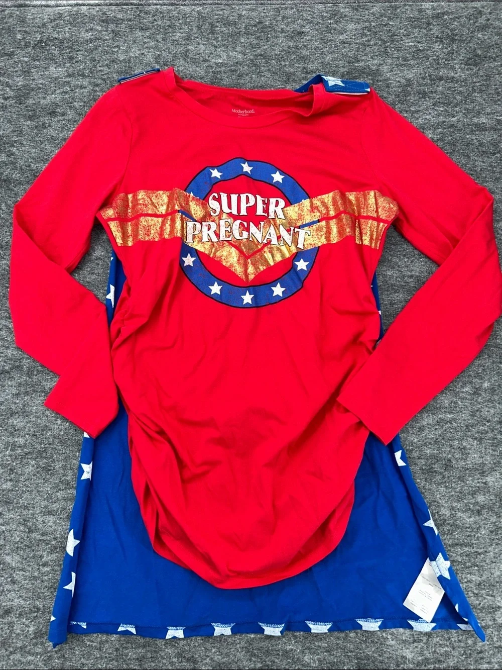 Motherhood DC Comics Superman Super Pregnant Maternity Costume Set Cape Sz M&L